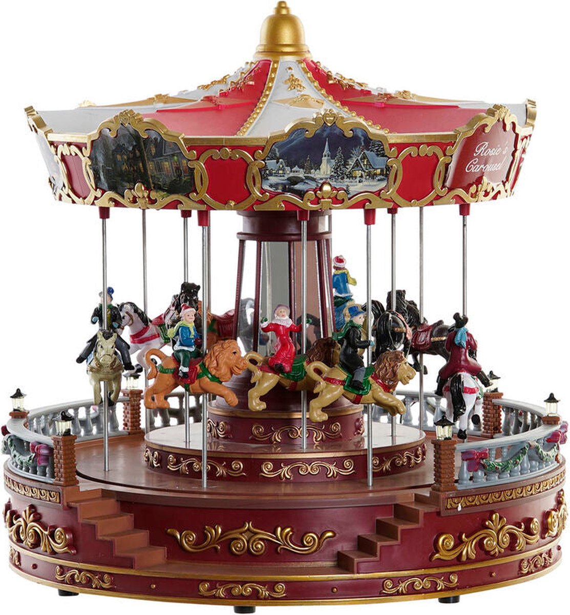 Kerstversiering DKD Home Decor Bewegings LED Licht Muzikaal Hars PVC (30 x 30 x 30 cm)