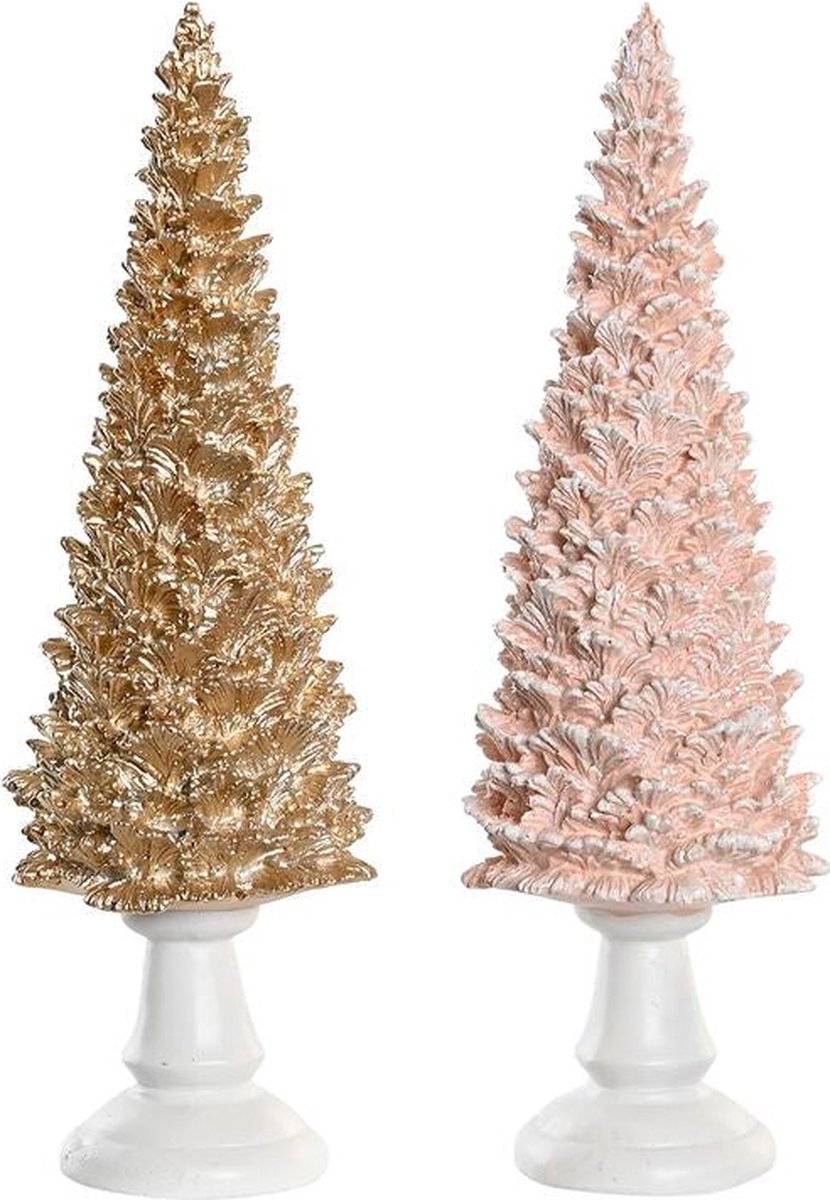 Kerstversiering DKD Home Decor Boomstructuur Hars (10,5 x 10,5 x 32 cm) (2 Stuks)