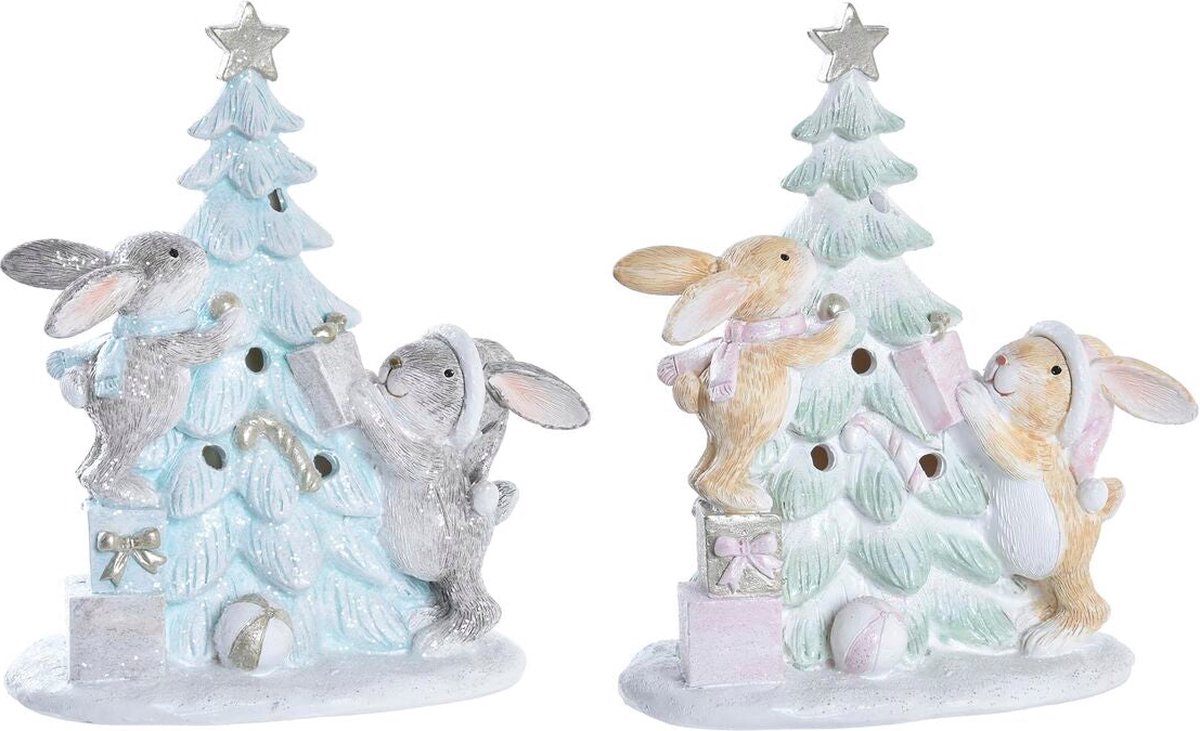 Kerstversiering DKD Home Decor Boomstructuur Hars (13,5 x 8 x 16 cm) (2 Stuks)