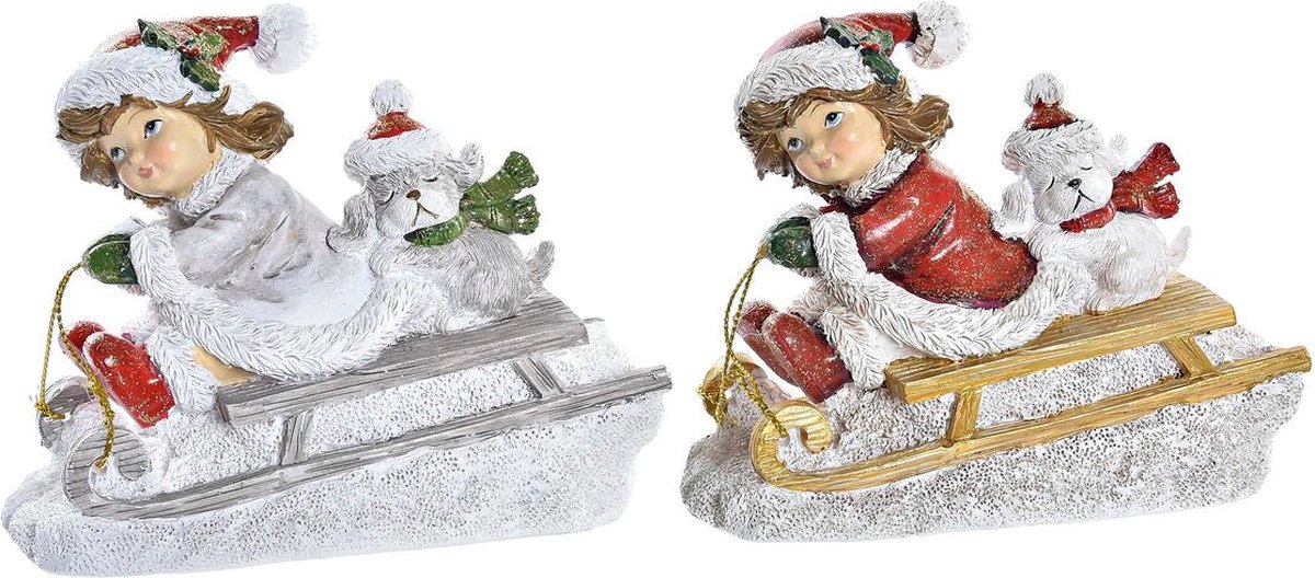 Kerstversiering DKD Home Decor Hars (13 x 6 x 10,5 cm) (2 Stuks)