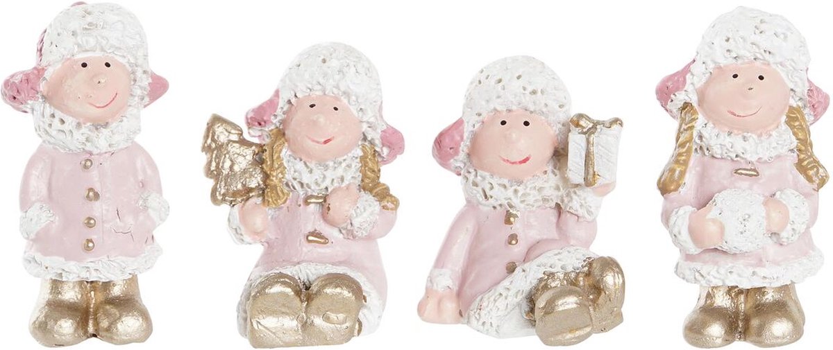 Kerstversiering DKD Home Decor Hars Engel (3,5 x 2,5 x 4 cm) (4 Stuks)