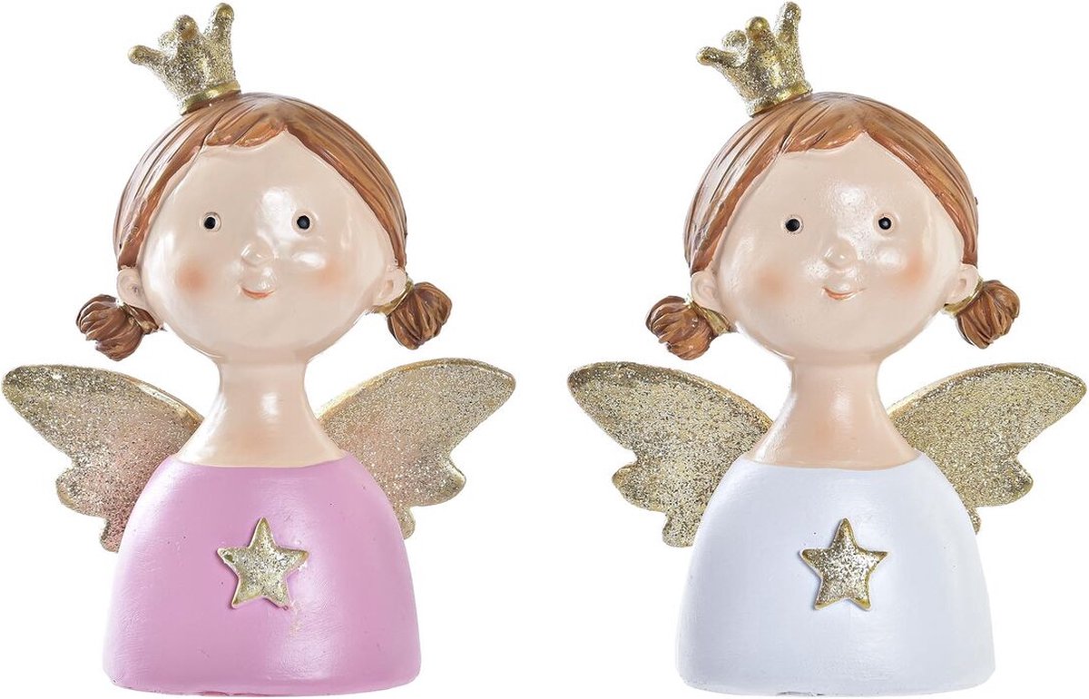 Kerstversiering DKD Home Decor Hars Engel (9 x 5 x 12 cm) (2 Stuks)