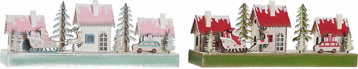 Kerstversiering DKD Home Decor Hout Huis (2 pcs) (30 x 6 x 12 cm)