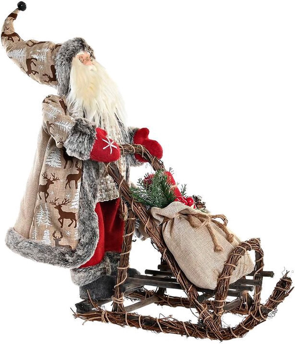 Kerstversiering DKD Home Decor Hout Polyester Kerstman (42 x 22 x 48 cm)