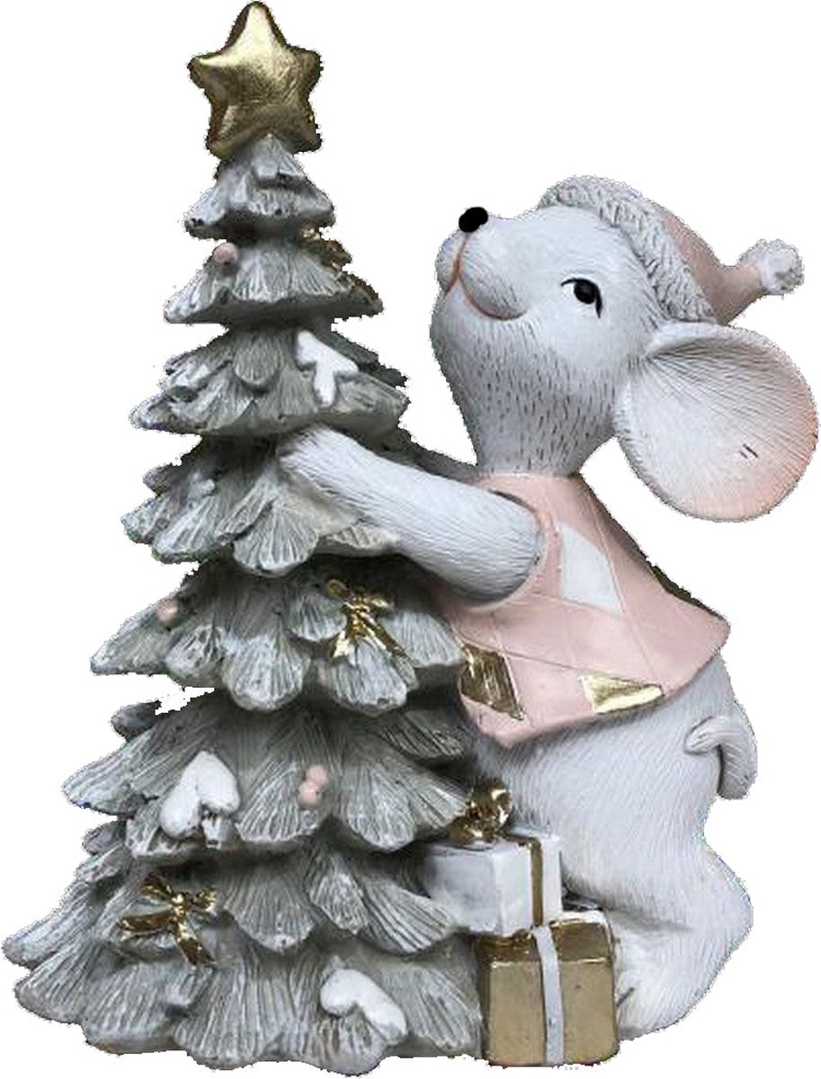 Kerstversiering DKD Home Decor Muis Hars (10 x 6,5 x 11 cm) (2 Stuks)
