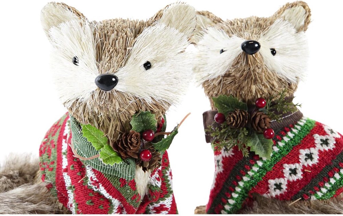 Kerstversiering DKD Home Decor Polyester (16 x 18 x 21 cm) (2 Stuks)