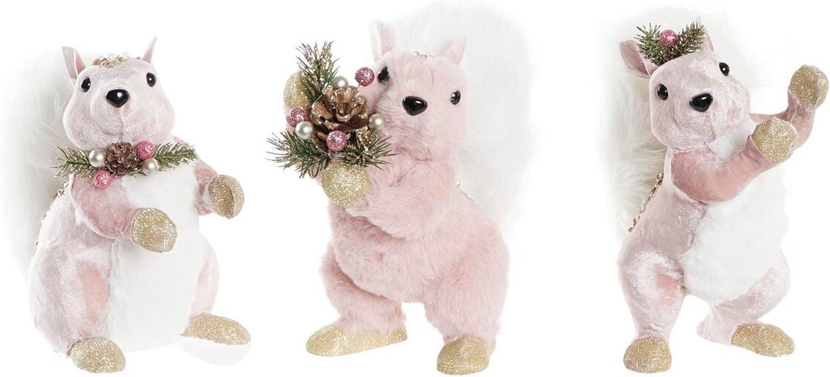 Kerstversiering DKD Home Decor Polyester Eekhoorn (13 x 16 x 21 cm) (3) (3 Stuks)