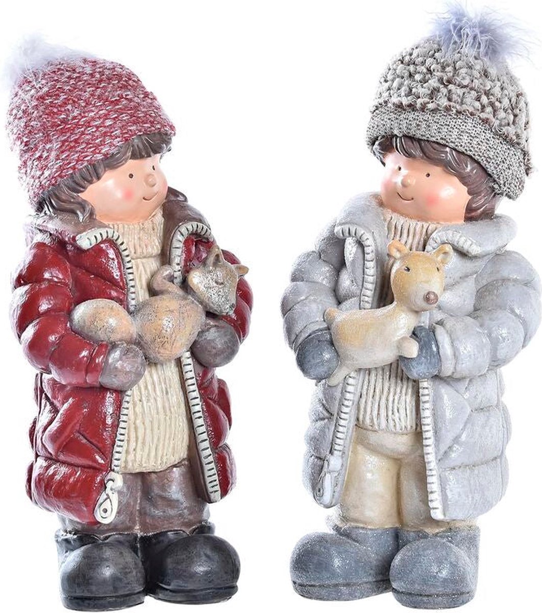 Kerstversiering DKD Home Decor Polyester Hars Kinderen (15 x 12 x 35 cm) (2 Stuks)