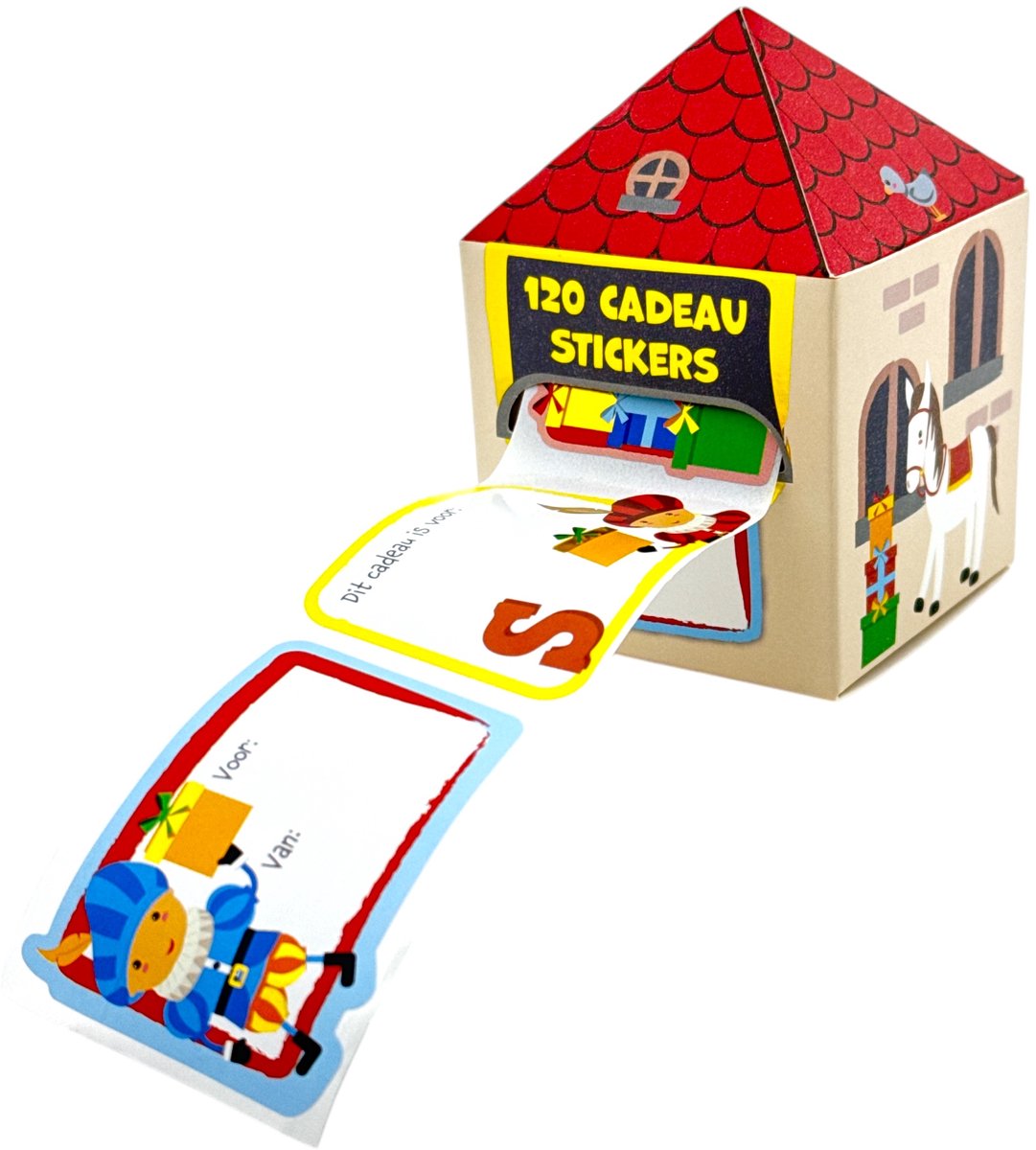 120 Sinterklaas Naam Cadeau Stickers in een Leuk Bewaardoosje