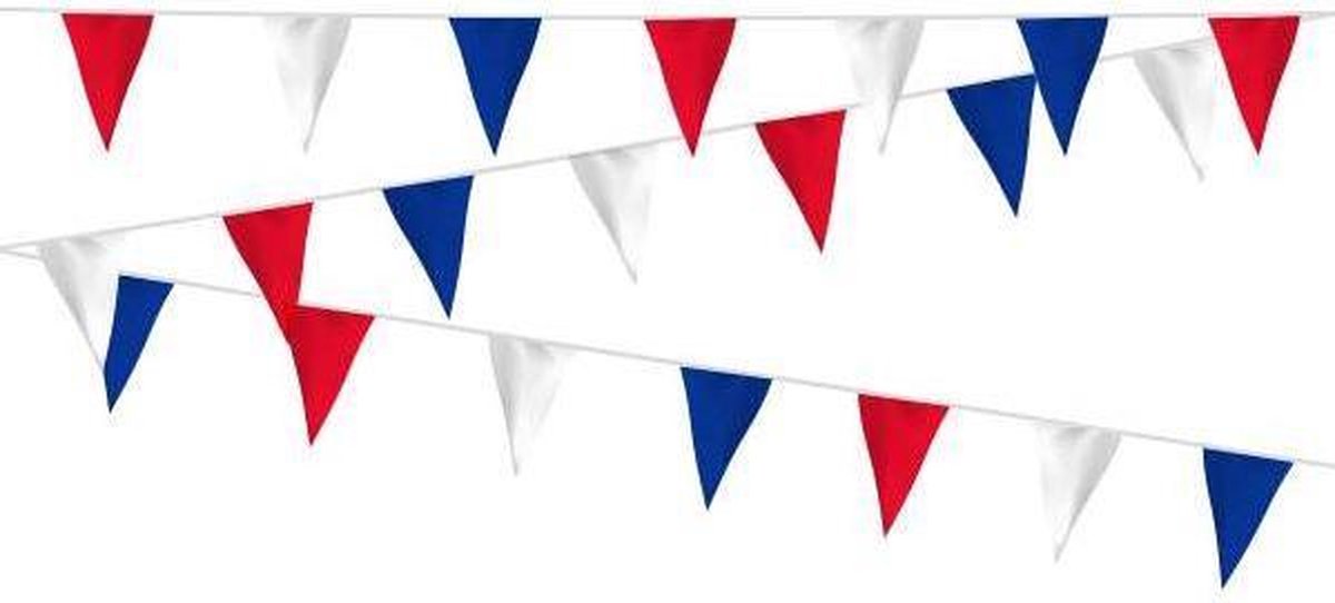 Rood-Wit-Blauw vlaggenlijn - Nederlandse vlag - Oranje vlaggenlijn - EK accessoires - Oranje versiering - EK 2021 - EK voetbal - 10 meter