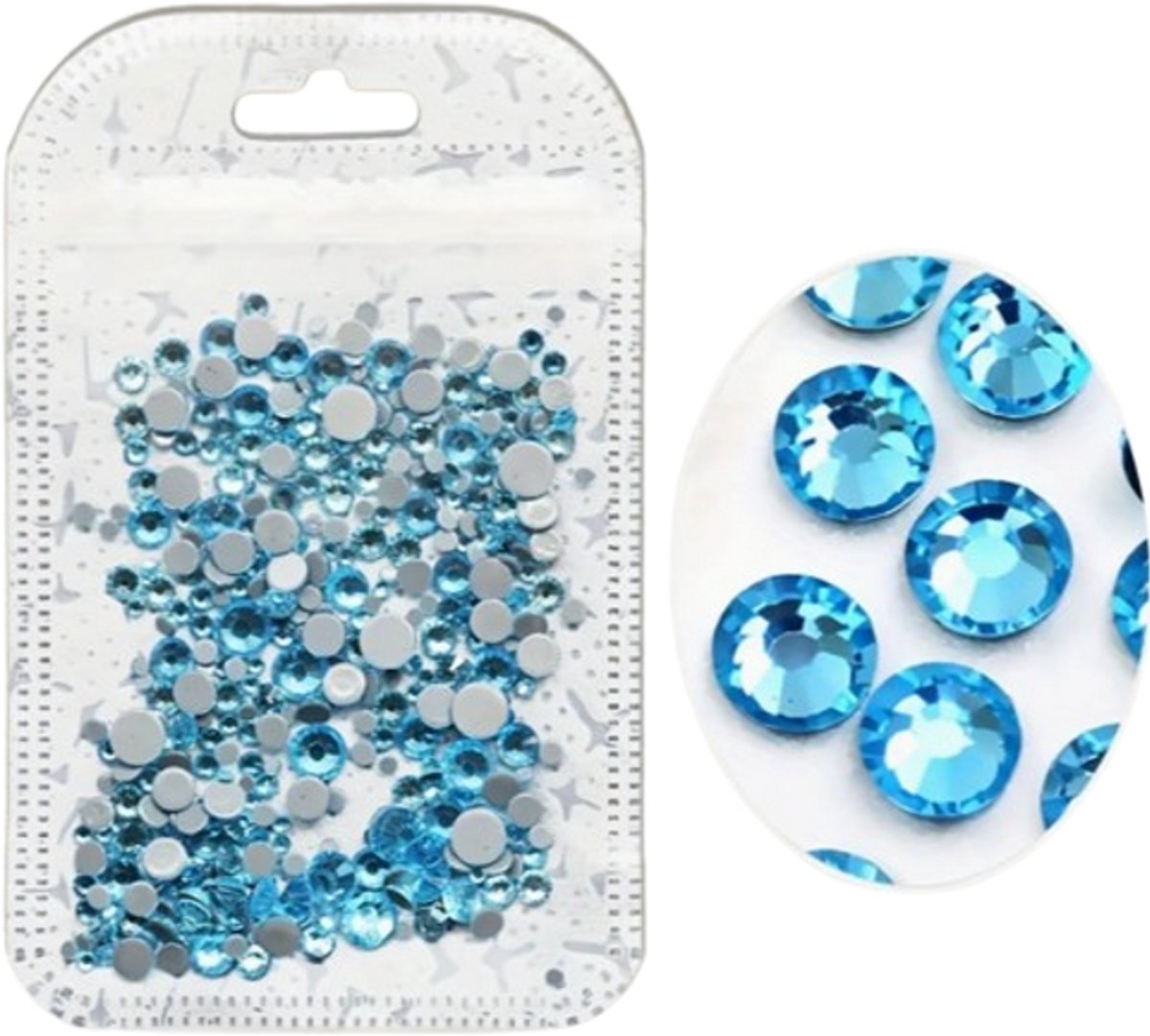 Hotfix steentjes aquamarine SS6 - SS30 - hotfix DMC steentjes - hotfix - strass steentjes - 800 a 900 stuks