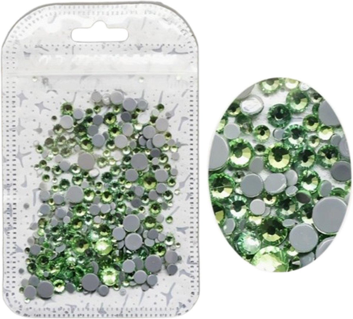 Hotfix steentjes peridot SS6 - SS30 - hotfix DMC steentjes groen - hotfix - strass steentjes - 800 a 900 stuks - groen