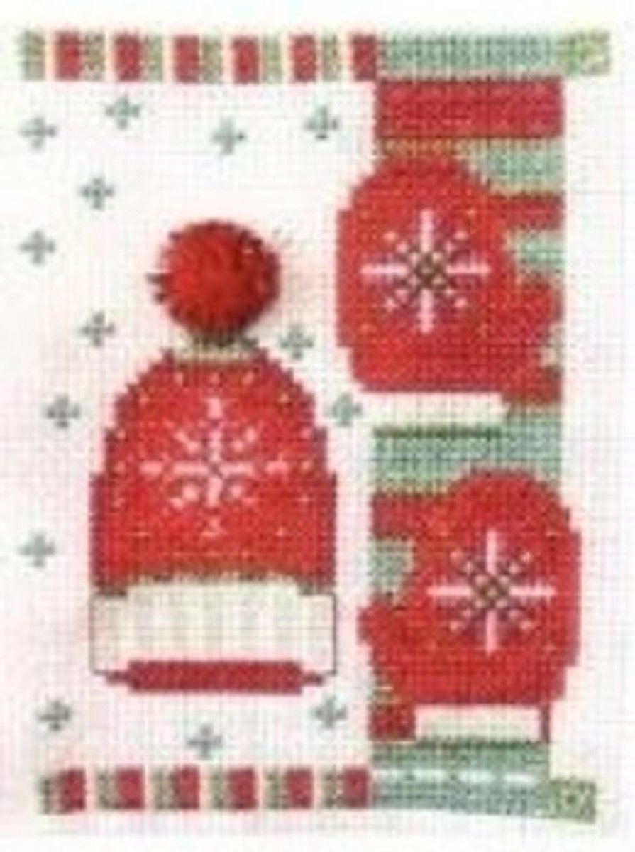 dmc mini kit T701K/2 borduurkaart muts en handschoenen 7,5x6,3cm