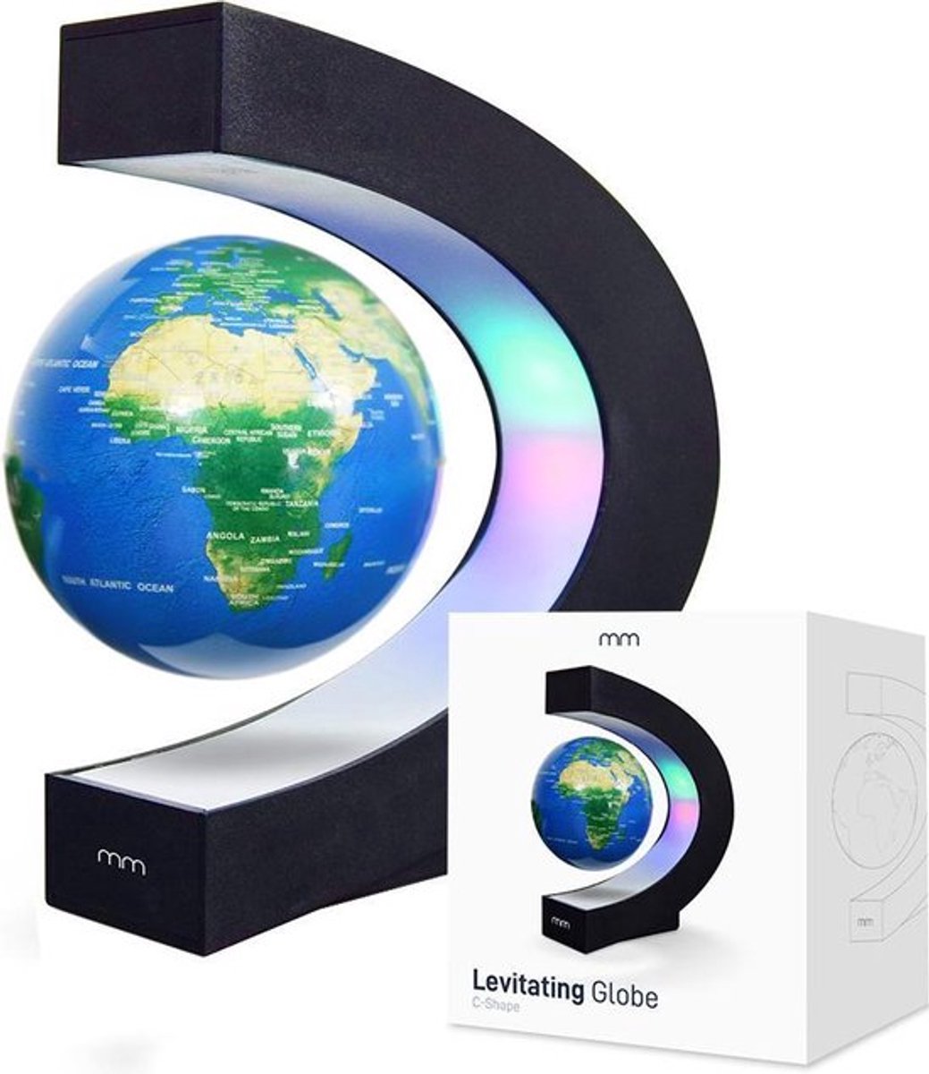 Zwevende Wereldbol - Wereldbol - Aardbol - Blauw - LED Verlichting - Nachtlamp - Magnetisch - Bureau Artikel - Kantoor Artikel - Educatief