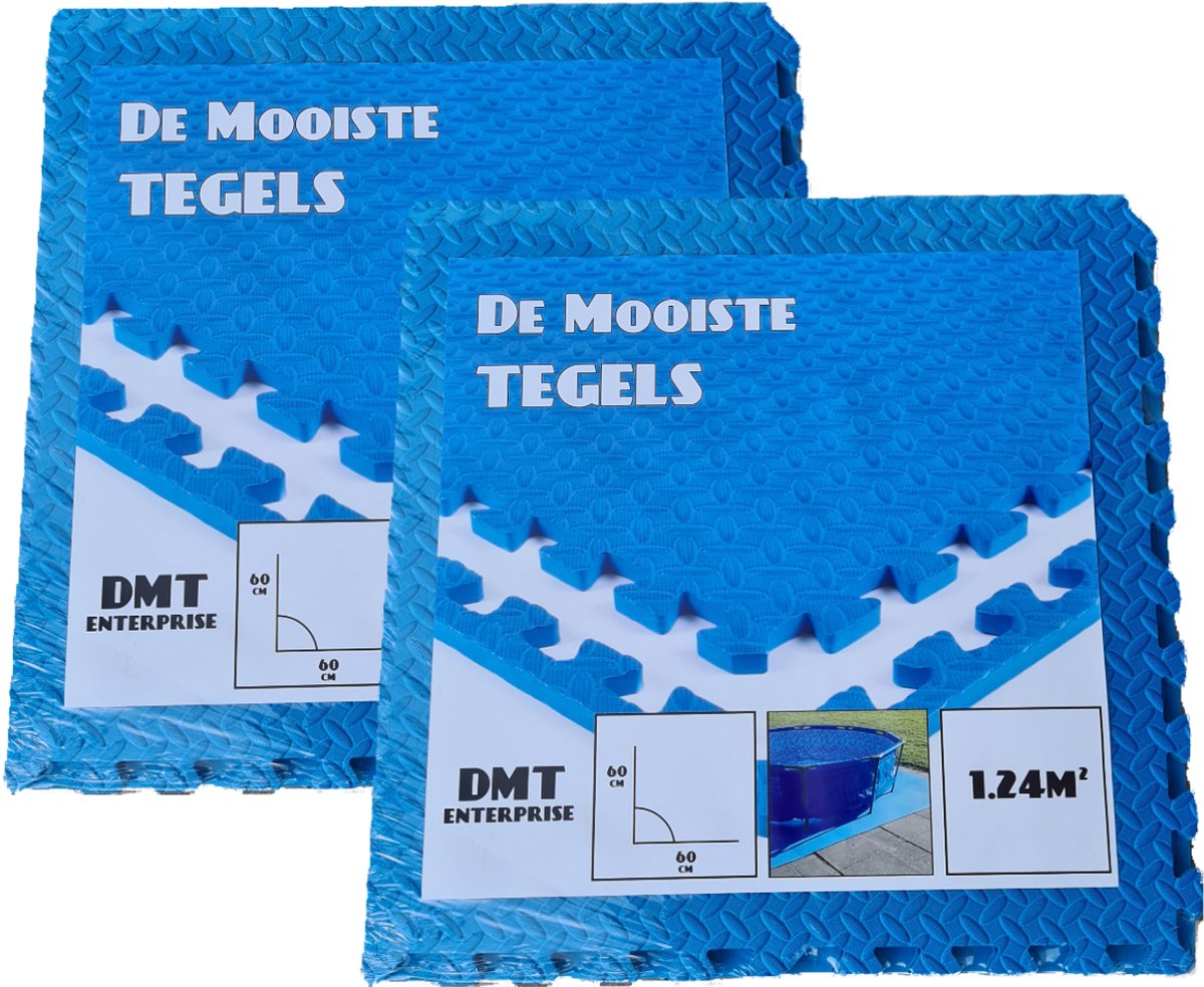 Zwembad Tegels - EVA Foam - 0.62m x 0.62m x 1cm - 2pakken totaal 8 tegels - 2.48M² - Blauw - Zwembad accessoires - Vloer Tegel - Extra Dik! Merk: DMT Enterprise  Schrijf een review