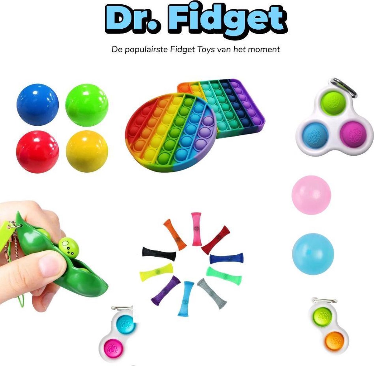 Fidget Toys Pakket - Pop it - Simple Dimple - Sticky Balls -  Populaire Fidget Toys - 12 stuks