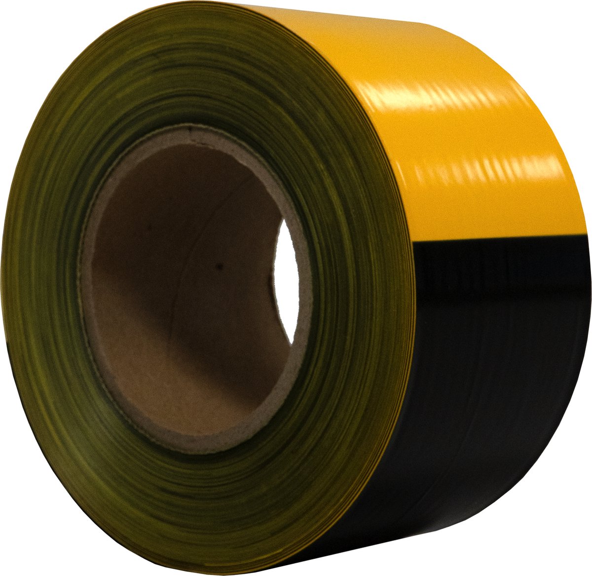 DULA Afzetlint in dispenserdoos 75 mm x 500 m - Zwart-Geel geblokt - Markeerlint - Polypropyleen