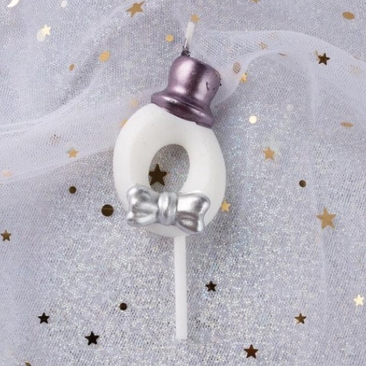   Cijferkaars 0 - Verjaardagskaars - Taartversiering - Wit