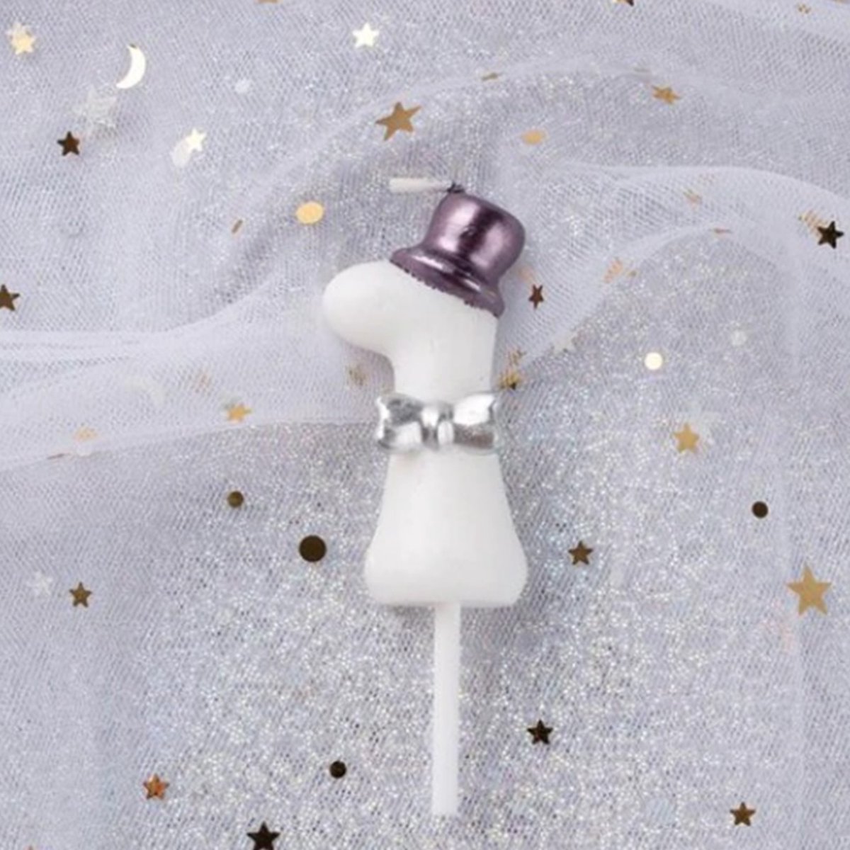   Cijferkaars 1 - Verjaardagskaars - Taartversiering - Wit