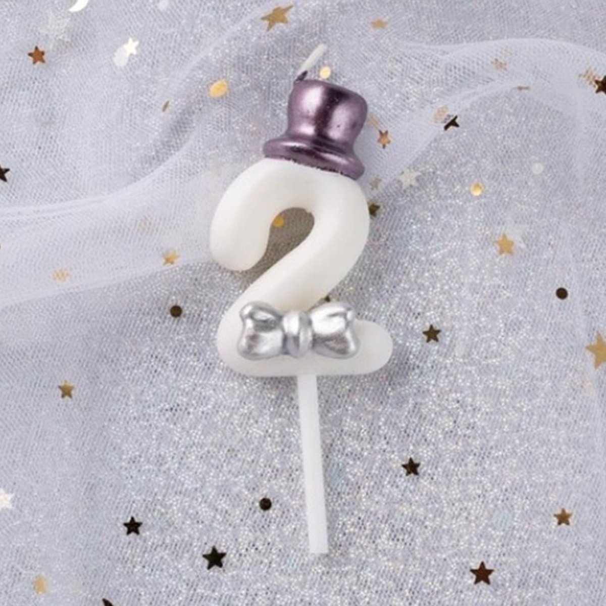   Cijferkaars 2 - Verjaardagskaars - Taartversiering - Wit