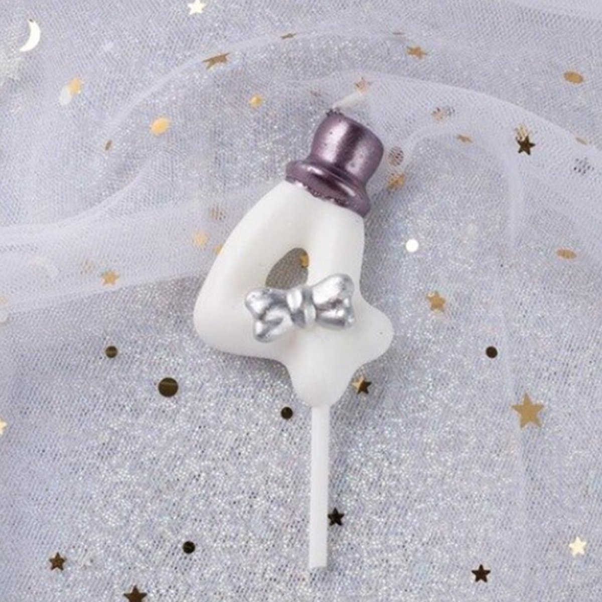   Cijferkaars 4 - Verjaardagskaars - Taartversiering - Wit