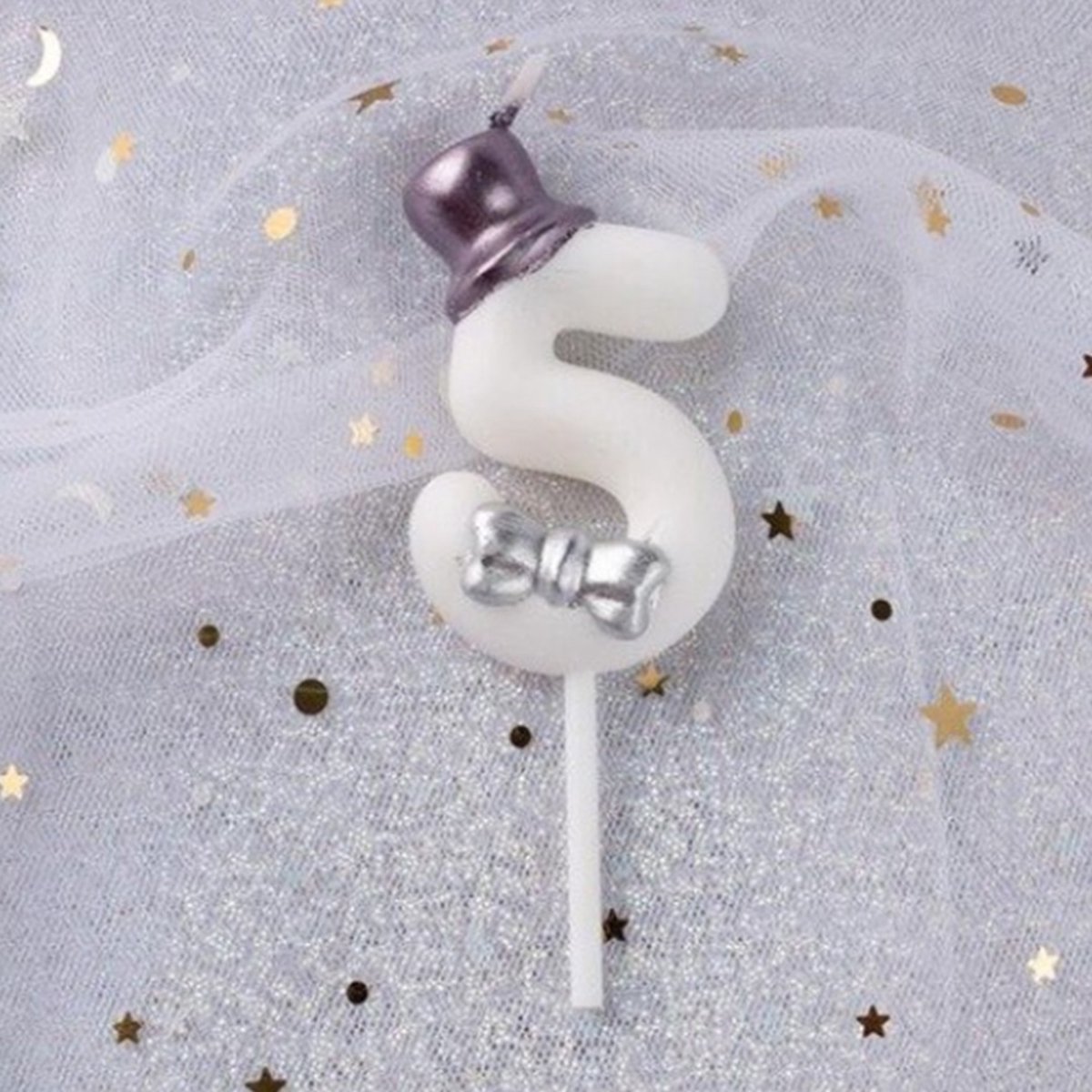   Cijferkaars 5 - Verjaardagskaars - Taartversiering - Wit