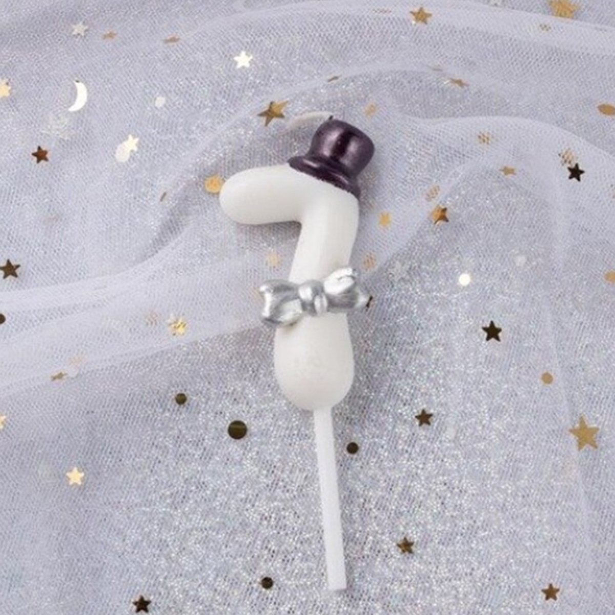   Cijferkaars 7 - Verjaardagskaars - Taartversiering - Wit