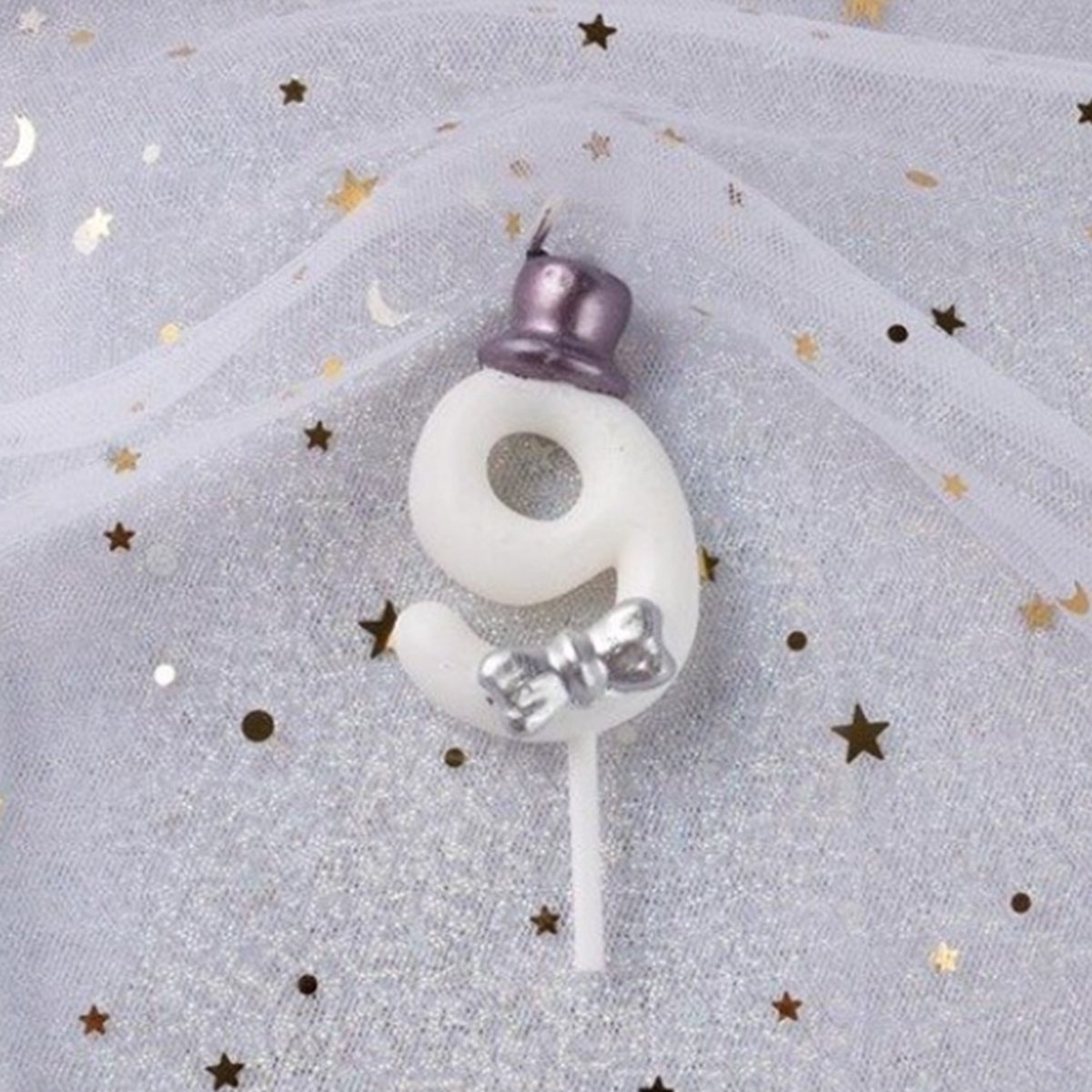   Cijferkaars 9 - Verjaardagskaars - Taartversiering - Wit