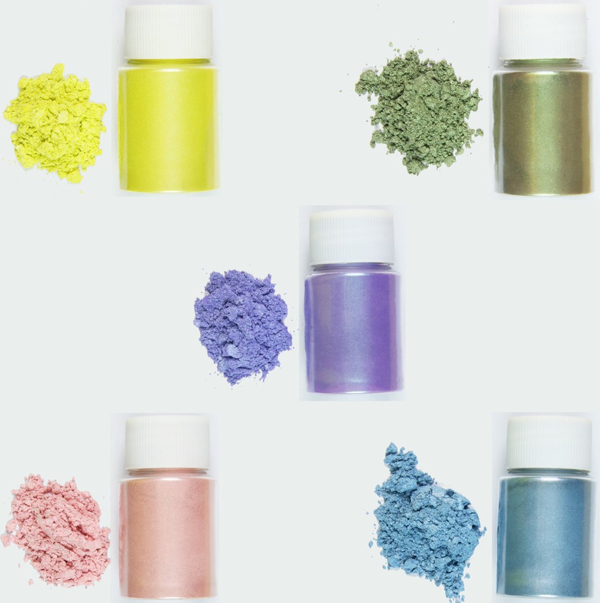   Epoxy Pigment Poeder 5 Kleuren van 10 gr Per Potje - Mica Kleurstof - Geschikt Voor Kaarsen, Zeep, Giethars, Sieraden - Set nr. 2