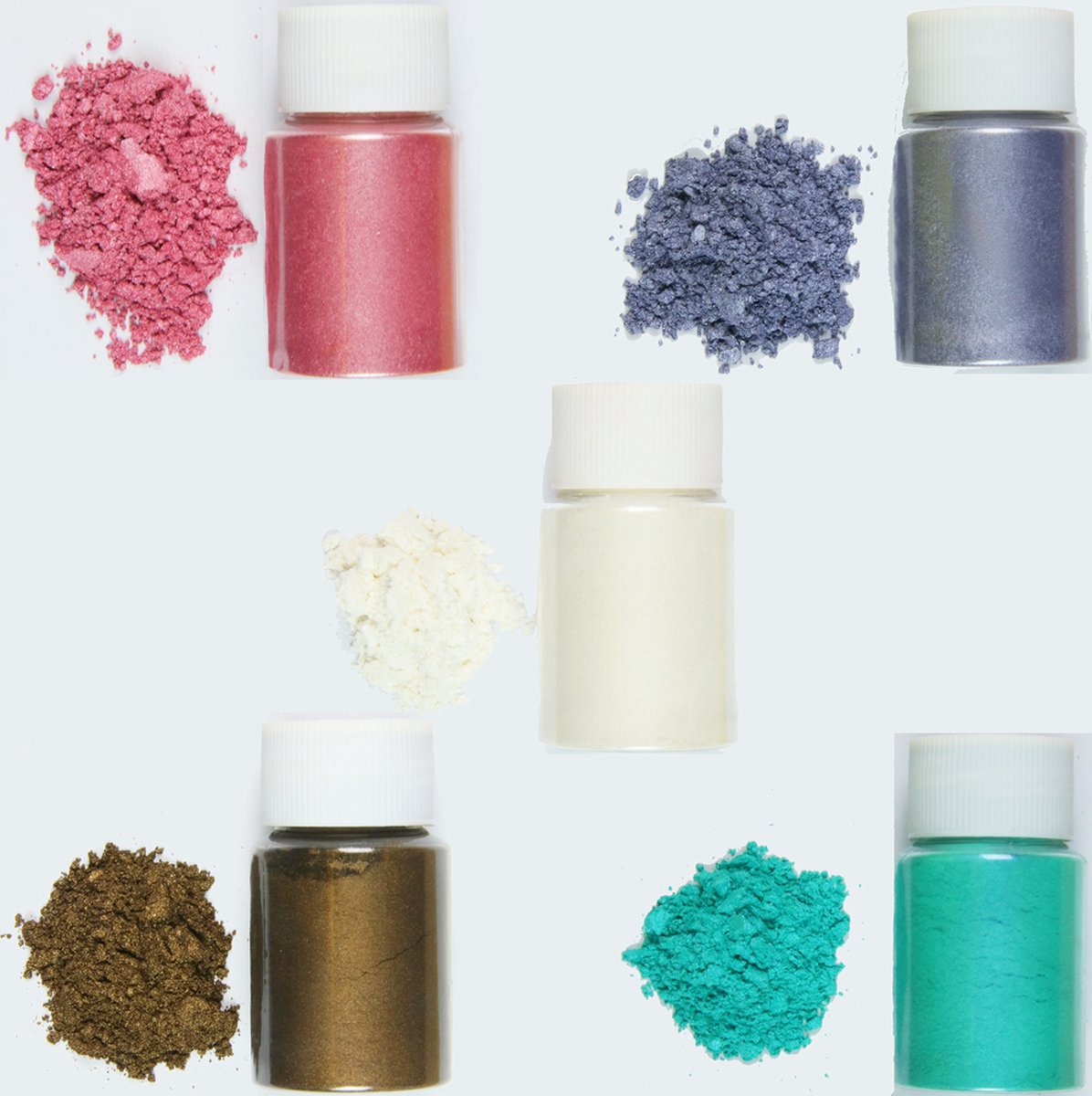   Epoxy Pigment Poeder 5 Kleuren van 10 gr Per Potje - Mica Kleurstof - Geschikt Voor Kaarsen, Zeep, Giethars, Sieraden - Set nr. 8