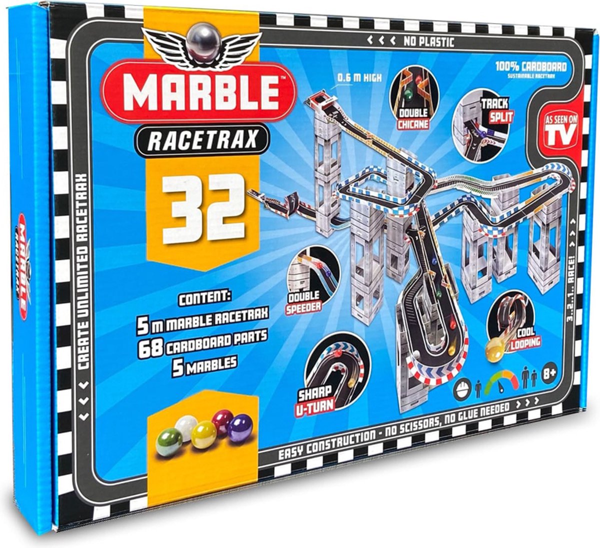 DW4Trading Marble Racetrax 32 - Racebaan - Knikkerbaan Set - 32 Sheets - 5 Meter