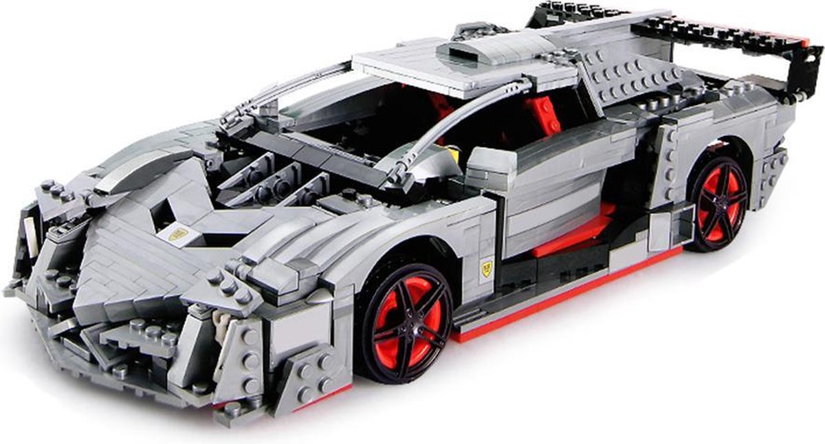 DW4Trading® Grijs met rode Lamborghini raceauto 1170 stuks Lego compatibel