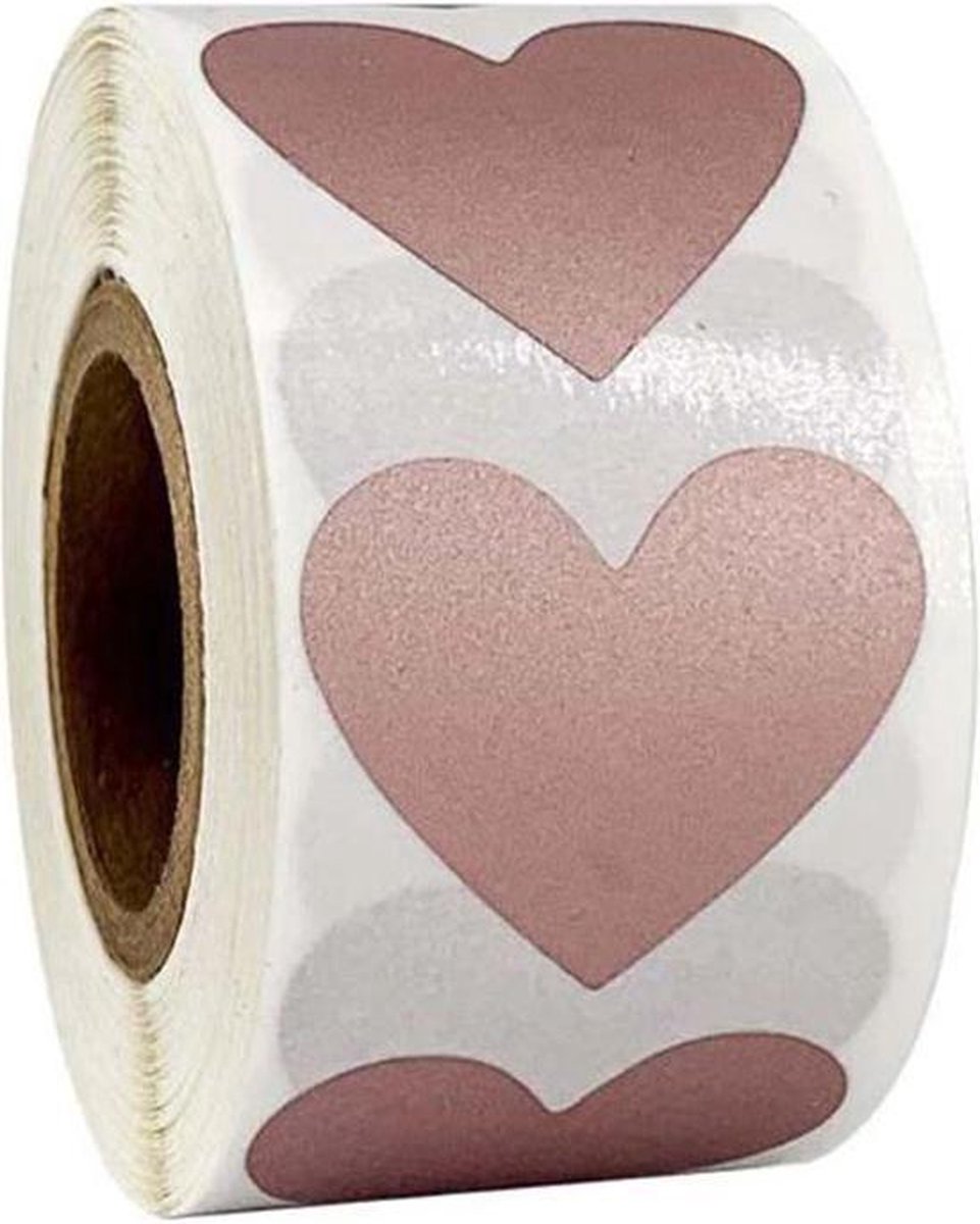 DW4Trading® Stickerrol rose goud hartje (eigen tekst) 2,5 cm 300 stuks