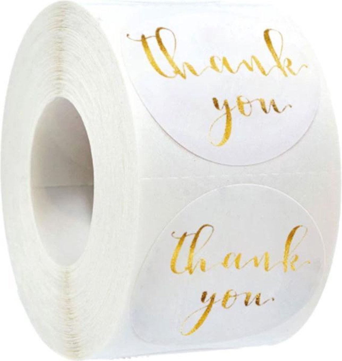 DW4Trading® Stickerrol thank you wit-goud 2,5 cm 500 stuks