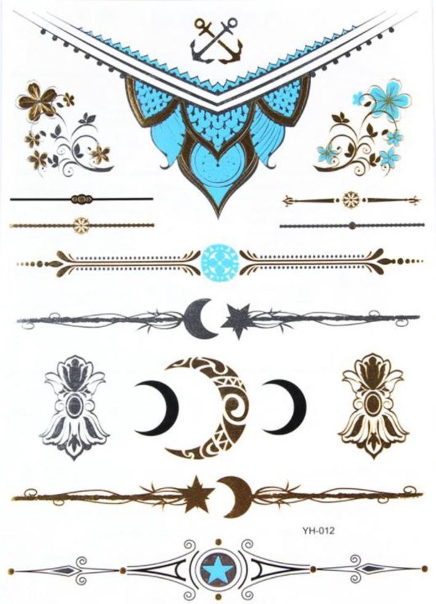  ® Tijdelijke watervaste metallic tattoo festival type A