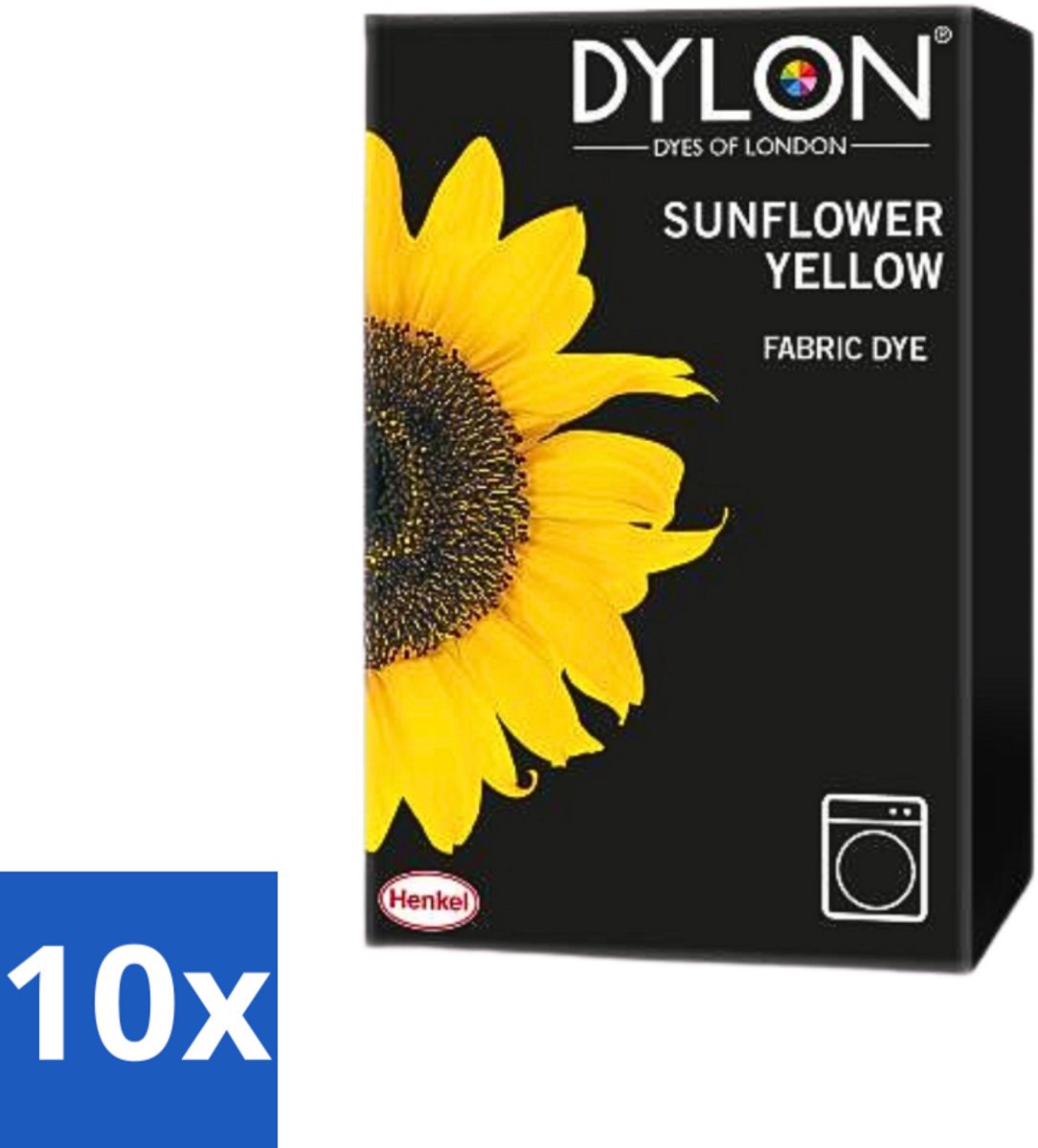 10 x Dylon - Textielverf - Sunflower Yellow - Kleurvaste Textielverf - 350g - Verfstoffen - Textielkleuren - Kleding Kleuren - Verf Kleding