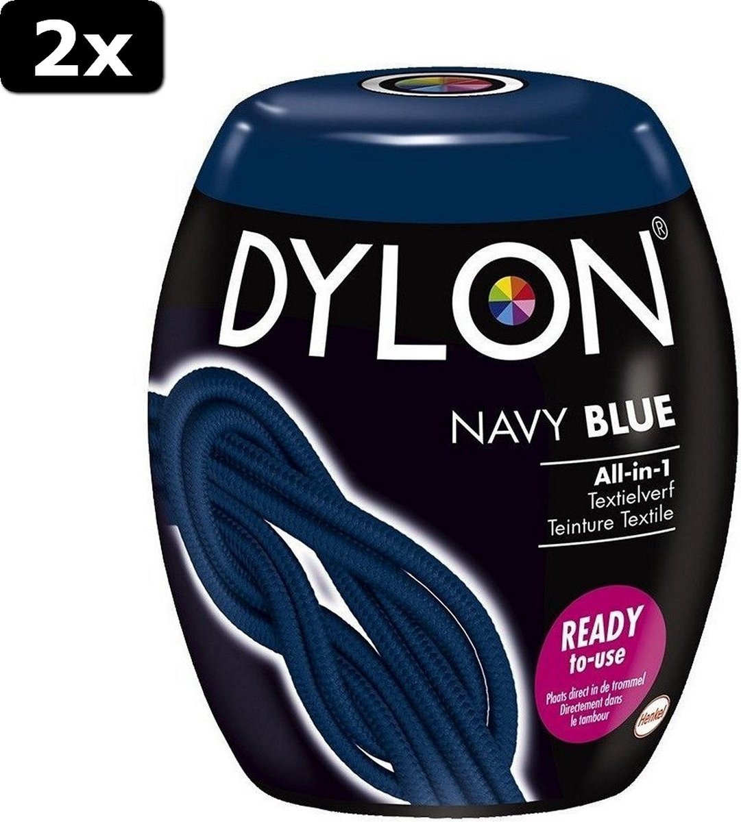 2x Dylon Machinewas Textielverf Navy Blue 350 gr