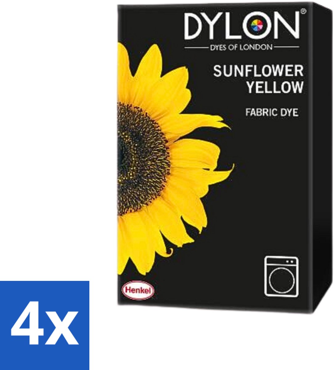4 x Dylon - Textielverf - Sunflower Yellow - Kleurvaste Textielverf - 350g - Textielverf - Dylon - Gele Verf - Kleurstof - Kleding Verf