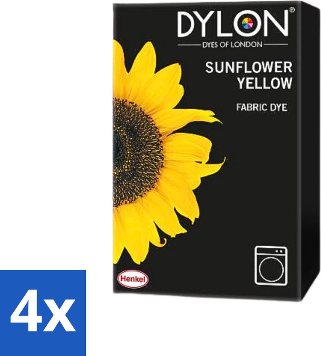 Dylon - Textielverf - Sunflower Yellow - Kleurvaste Textielverf - 350g - Voordeelverpakking - 4 stuks