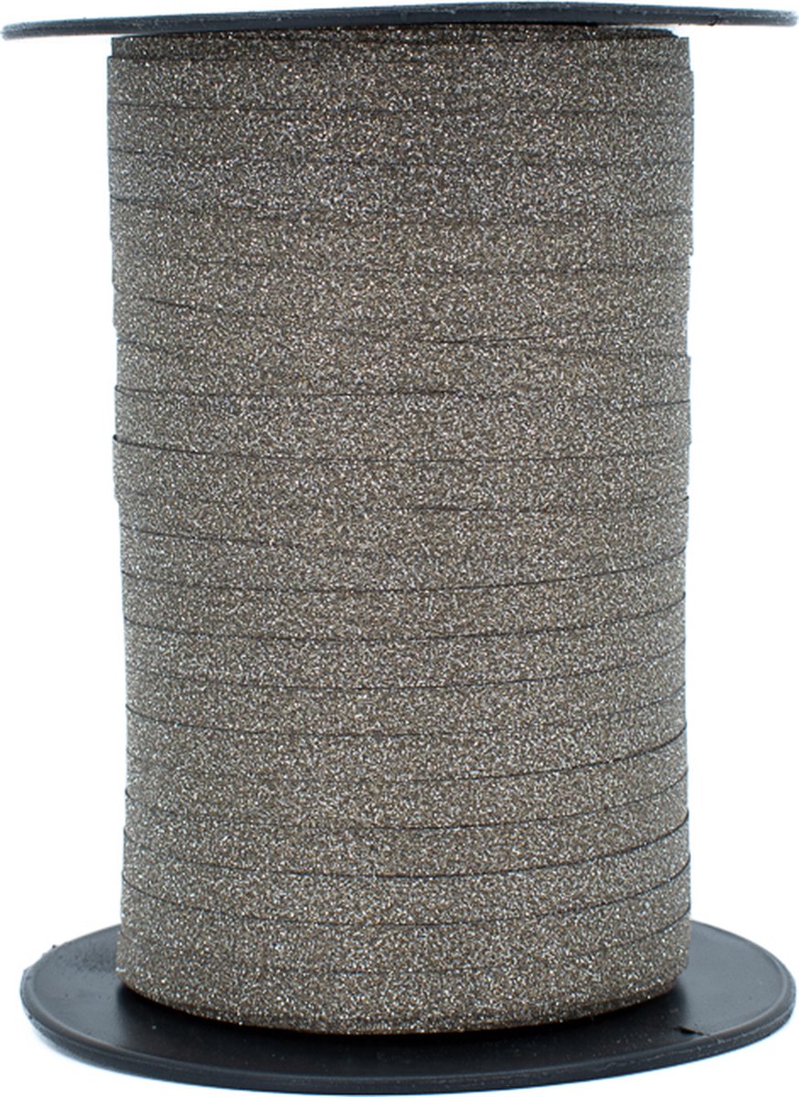 Glitter krullint grijs/bruin - 151 meter cadeau lint