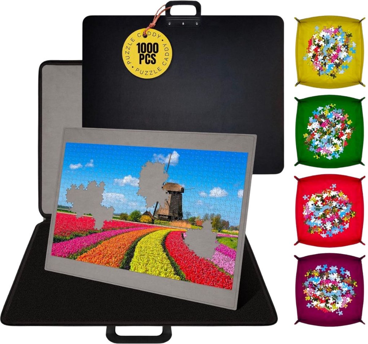 DailySuppliess Puzzelkoffer voor 1000stukjes - Puzzelmap - Puzzelmat - Puzzelbord - 80x60m - Zwart