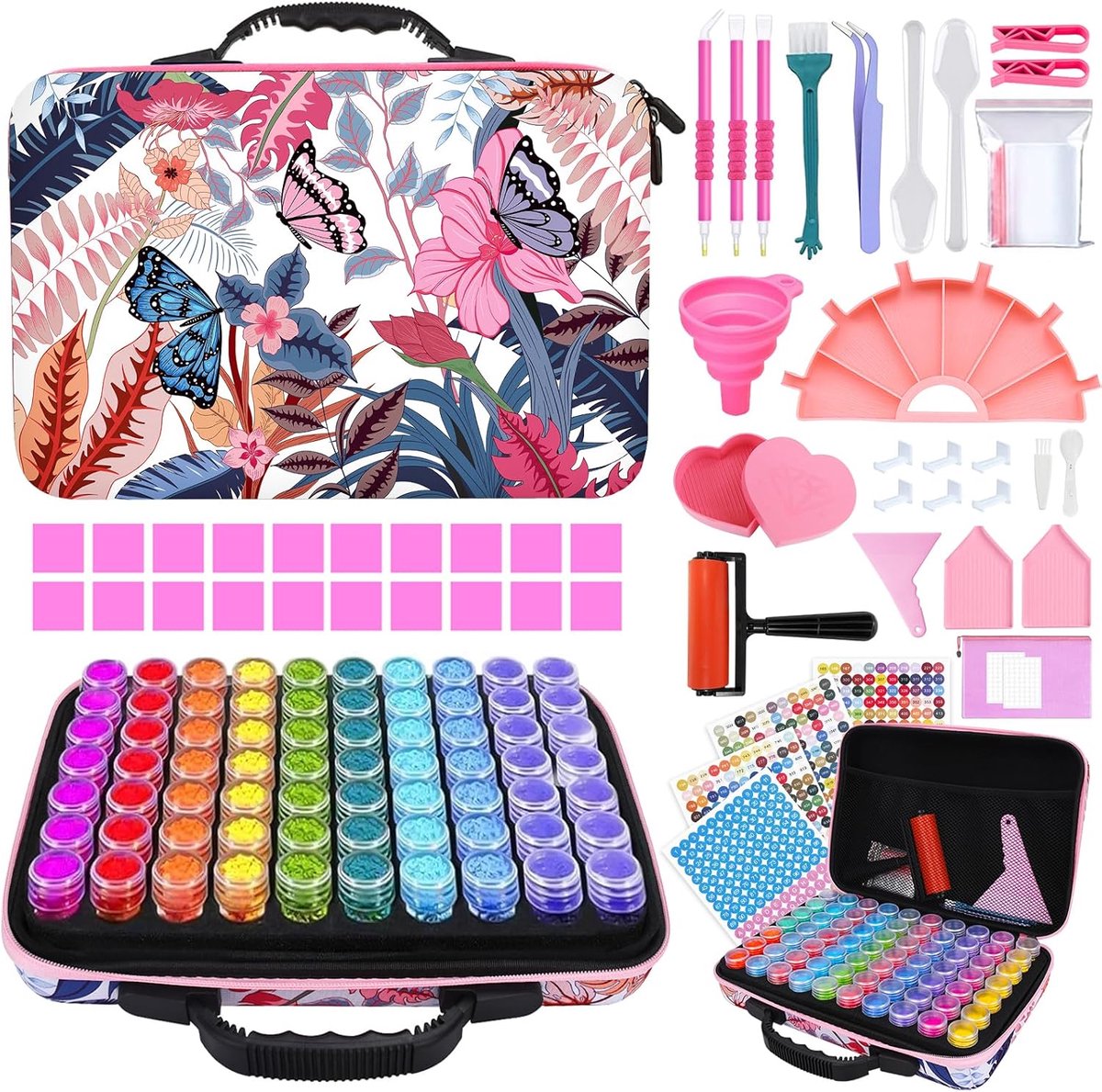   Diamond Painting Accessoires - Opbergdoos - Sorteerdoos voor Volwassenen en Kinderen - Bloemen Koffer