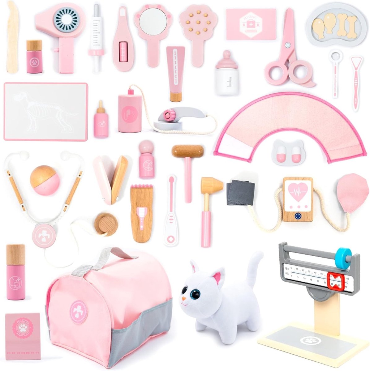 DailySupplies® Dierenarts Speelgoed - Dokterset Kind - Kinderspeelgoed 2 Jaar - Lichtroze