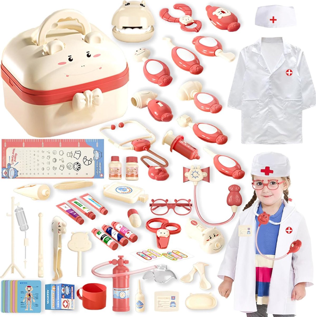   Dokterset Speelgoed - Kinderspeelgoed voor Jongens en Meisjes - Wit met Oranje