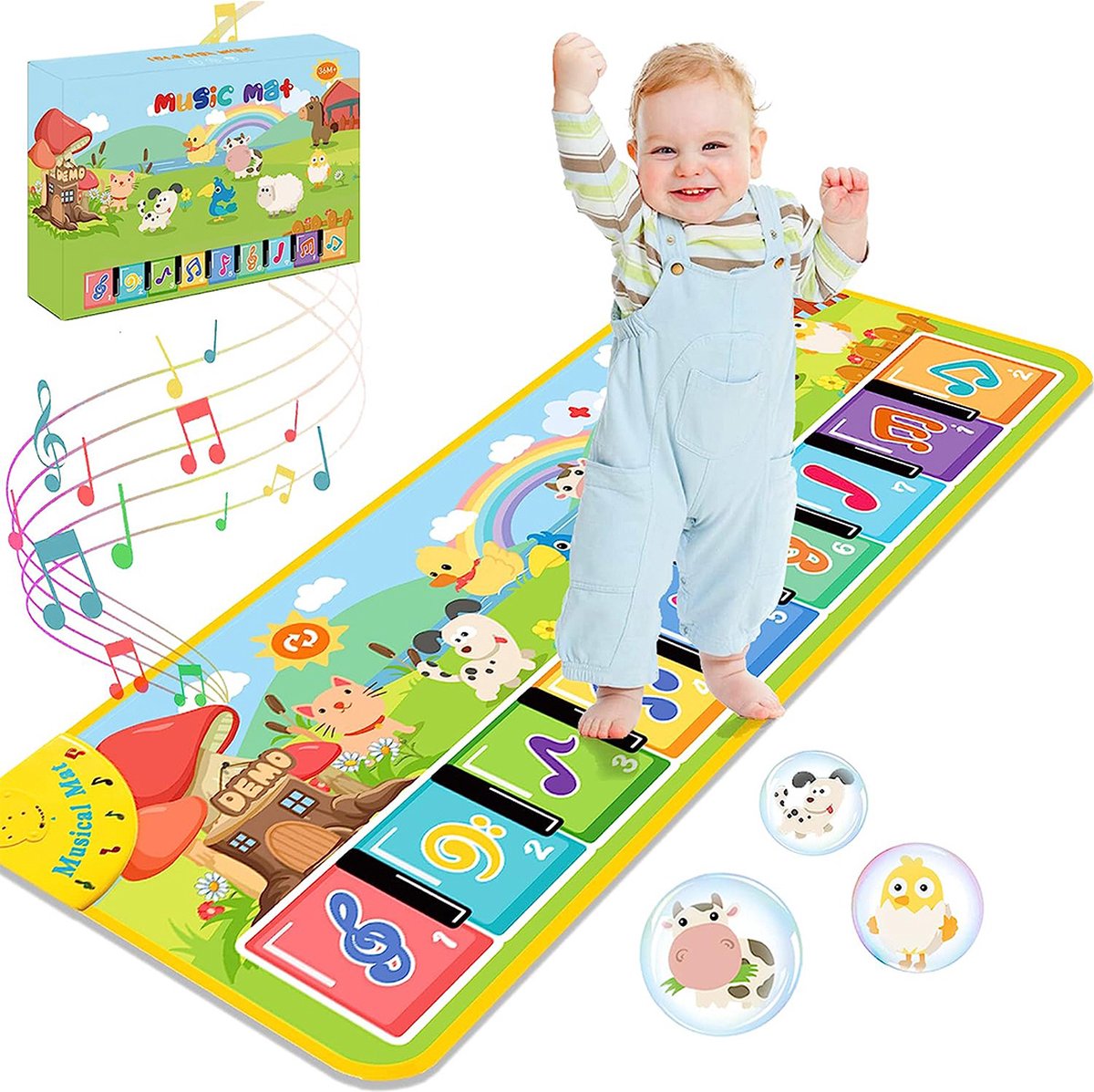 DailySupplies® Kinderspeelgoed 1 2 & 3 Jaar - voor Meisjes en Jongens - Muziekmat - Dansmat - Educatief Speelgoed - Montessori - Sensorisch