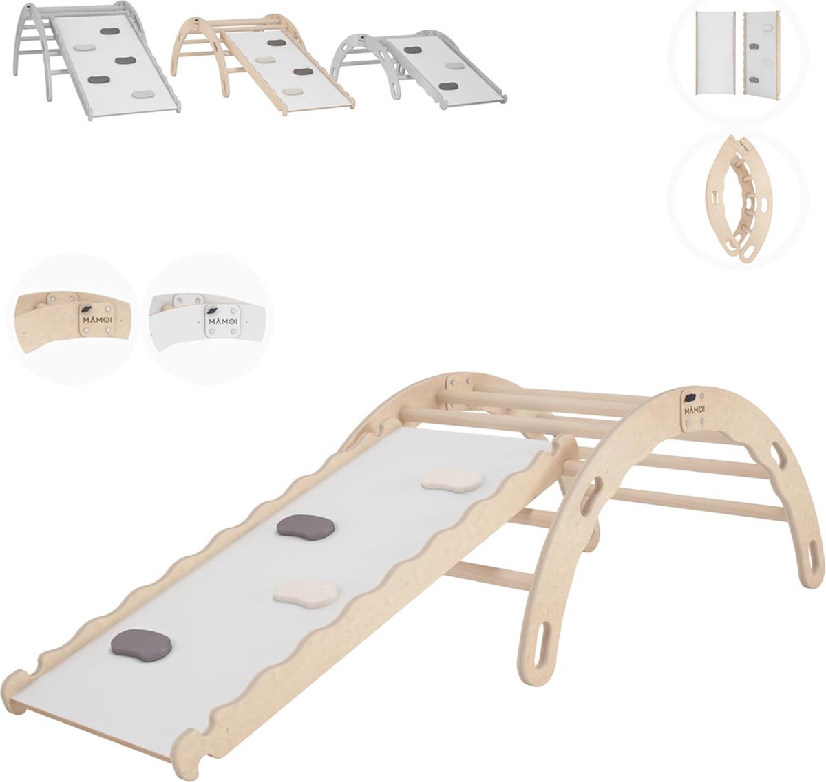 DailySupplies® Klimboog Hout - Pikler Driehoek - Klimrek - Speeltoestel Buiten - Rekstok - Kinderspeelgoed 2 Jaar en Ouder - Wit