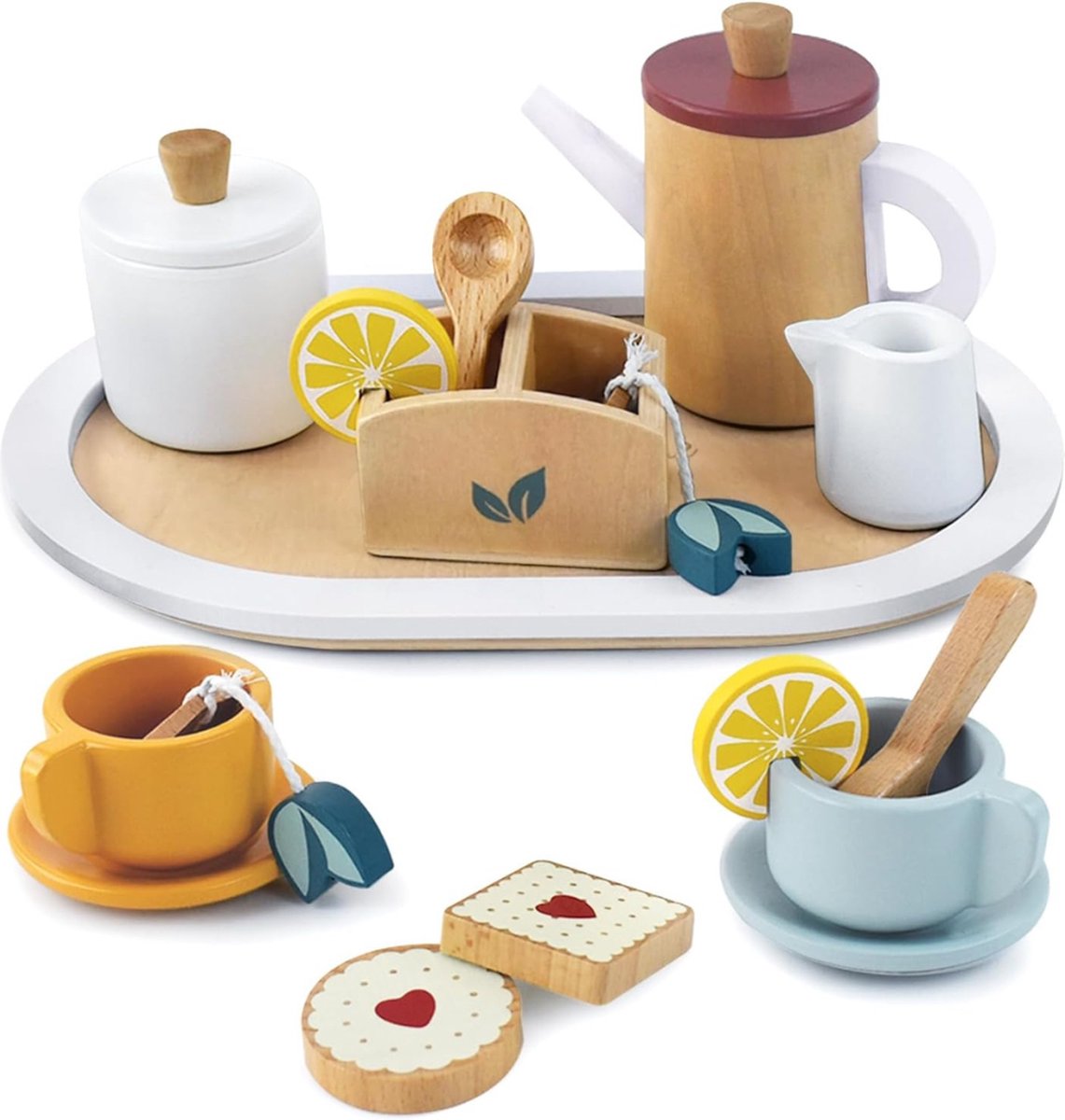 DailySupplies® Theeservies Speelgoed voor Kinderen - Kinderspeelgoed 1 2 3 Jaar en Ouder - Meisjes en Jongens - Bruin met Witte Set