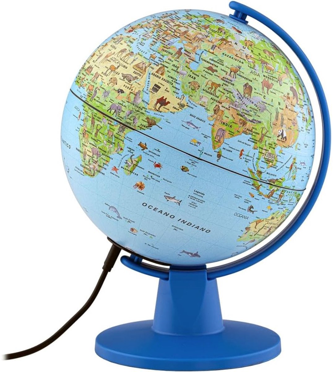 DailySupplies® Wereldbol Met Verlichting - Led Lamp Kinderen - Bureaulamp - Blauw