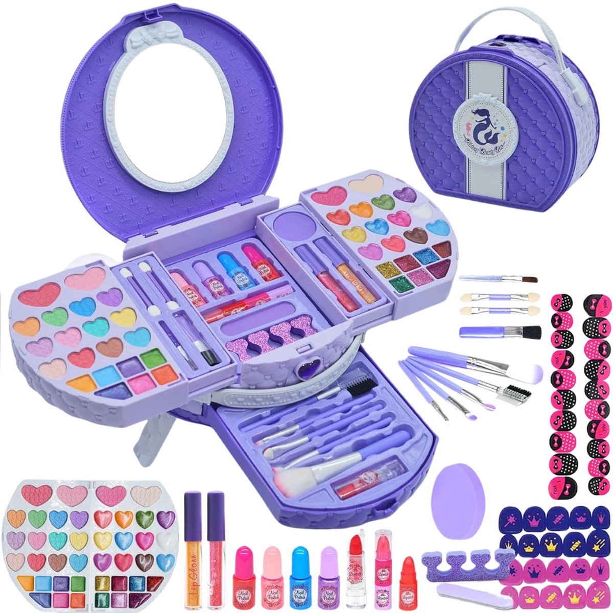 Dailysuppliess Make up Koffer Meisjes - Kinder Speelkoffer met Inhoud - Make upset voor Kinderen - Paars