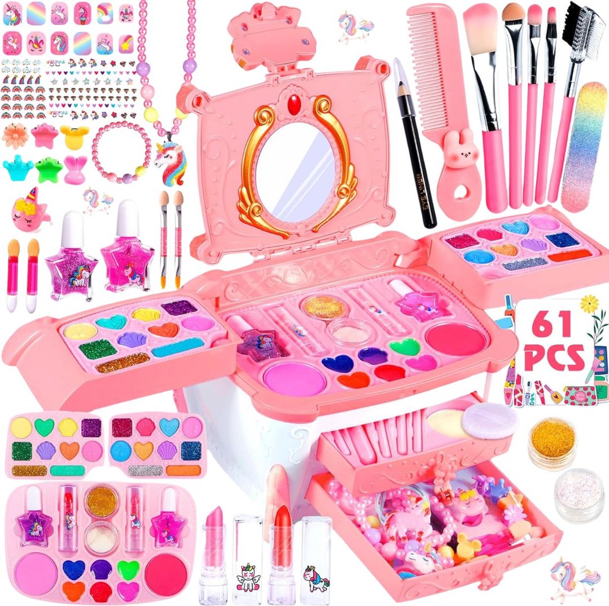 Dailysuppliess Make up Koffer Meisjes - Kinder Speelkoffer met Inhoud - Make upset voor Kinderen - Roze